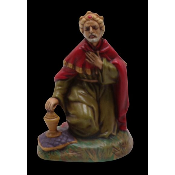 VTG Atlantic Mold Hand Painted Ceramic Nativity Figurines Joseph Mary & Wise Man - Picture 10 of 13